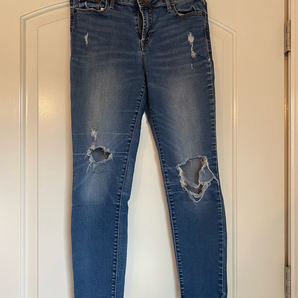 Old Navy Women's Distressed Skinny Jeans - Blue